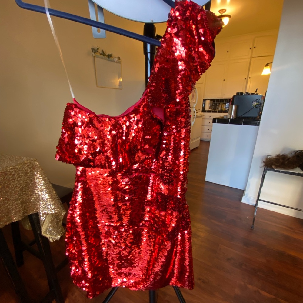 Red sequin dress